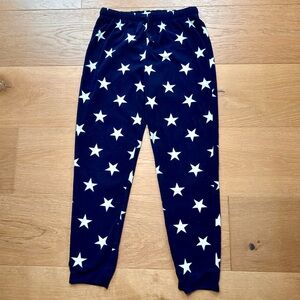 Primary Kids Pants Fleece Pajama Lounge Jogger Navy Blue Stars Boys Large